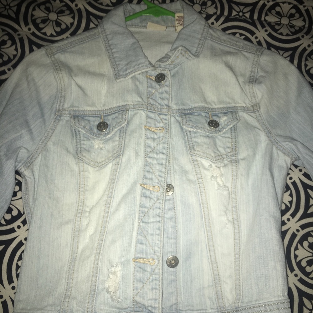 distressed light denim jacket